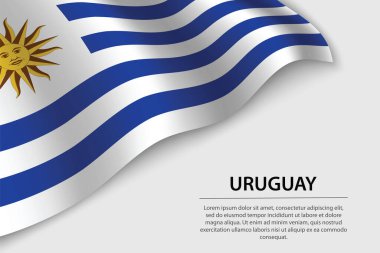 Beyaz arka planda Uruguay 'ın dalga bayrağı. Bağımsızlık Günü için bayrak veya kurdele vektör şablonu