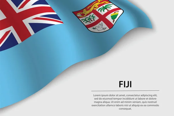 Wave Flagga Fiji Vit Bakgrund Banner Eller Band Vektor Mall — Stock vektor