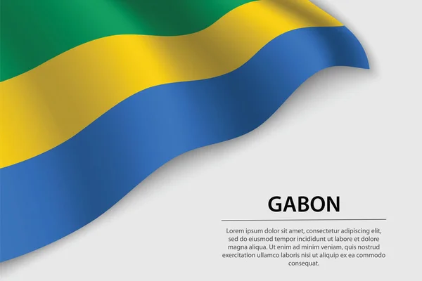 Κυματιστή Σημαία Της Γκαμπόν Λευκό Φόντο Πρότυπο Διάνυσμα Banner Κορδέλας — Διανυσματικό Αρχείο