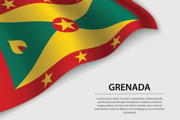 Flagge Von Grenada Auf Weißem Hintergrund Banner Oder Schleifenvektorvorlage Für — Stockvektor