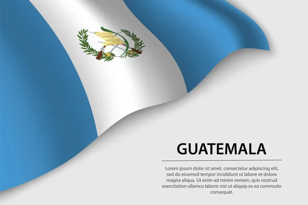 Vlna Vlajka Guatemala Bílém Pozadí Šablona Vektoru Pruhu Nebo Stuhy — Stockový vektor
