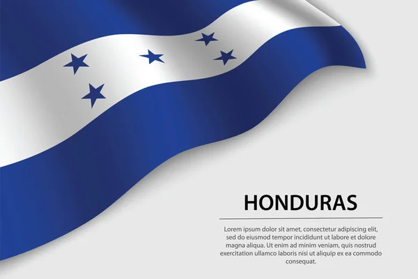 Beyaz Arka Planda Honduras Dalga Bayrağı Bağımsızlık Günü Için Bayrak — Stok Vektör