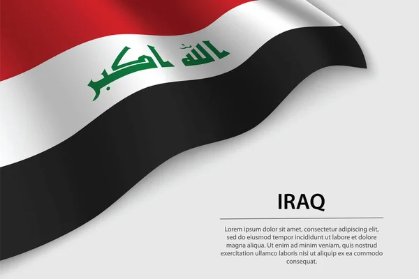 Vlajka Iráku Bílém Pozadí Šablona Vektoru Pruhu Nebo Stuhy Pro — Stockový vektor