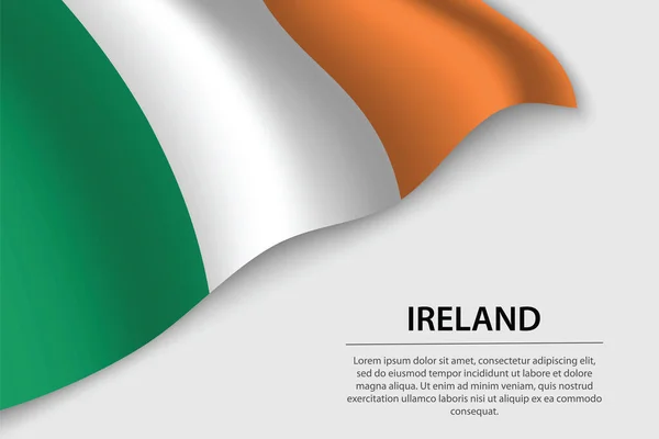 Wave Flag Ireland White Background Banner Ribbon Vector Template Independence — Stock Vector
