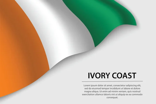 Wave Flag Ivory Coast White Background Banner Ribbon Vector Template — Stock Vector