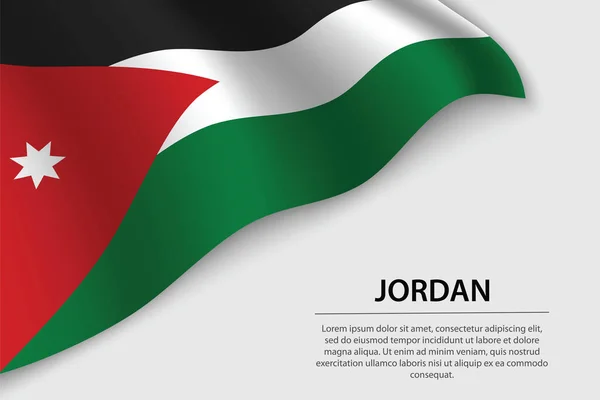 Bandeira Onda Jordânia Fundo Branco Modelo Vetor Faixa Fita Para — Vetor de Stock