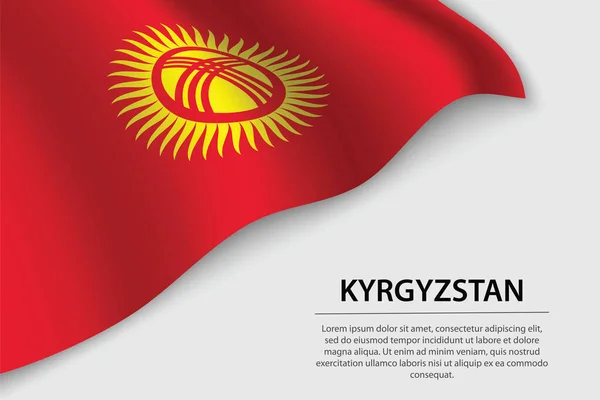 Zwaai Met Vlag Van Kirgizië Witte Achtergrond Banner Lintvector Sjabloon — Stockvector