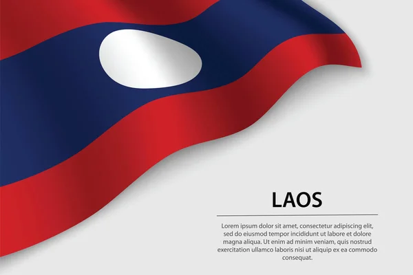 Vague Drapeau Laos Sur Fond Blanc Modèle Bannière Ruban Vectoriel — Image vectorielle