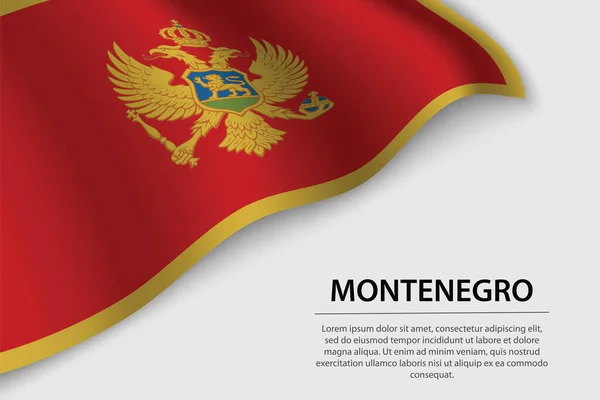 Wave Flagga Montenegro Vit Bakgrund Banner Eller Band Vektor Mall — Stock vektor