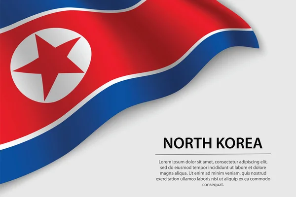 Bandeira Onda Coreia Norte Sobre Fundo Branco Modelo Vetor Faixa —  Vetores de Stock