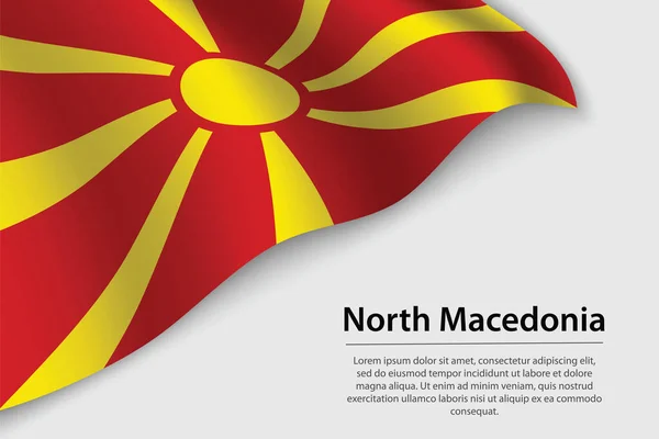 Flagge Nordmakedoniens Auf Weißem Hintergrund Banner Oder Schleifenvektorvorlage Für Den — Stockvektor