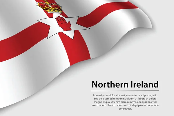 Bandeira Onda Irlanda Norte Fundo Branco Modelo Vetor Faixa Fita — Vetor de Stock