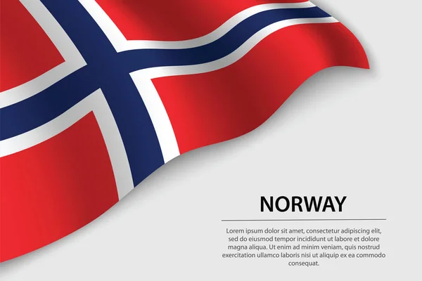 Bandera Ondulada Noruega Sobre Fondo Blanco Plantilla Vector Banner Cinta — Vector de stock