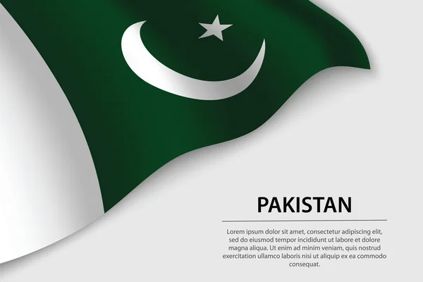 Bandera Ondulatoria Pakistán Sobre Fondo Blanco Plantilla Vector Banner Cinta — Vector de stock