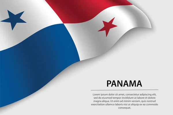 Vague Drapeau Panama Sur Fond Blanc Modèle Bannière Ruban Vectoriel — Image vectorielle