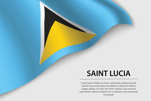 Κυματιστή Σημαία Της Αγίας Λουκίας Λευκό Φόντο Πρότυπο Διάνυσμα Banner — Διανυσματικό Αρχείο