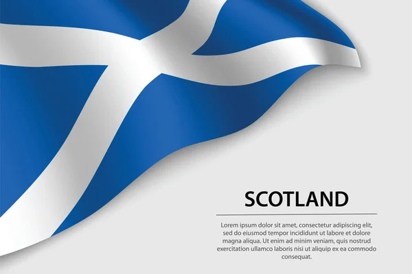 Hullámzó Zászló Skócia Fehér Háttérrel Banner Vagy Szalag Vektor Sablon — Stock Vector