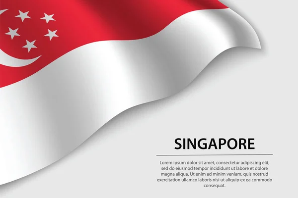 Flagge Singapurs Auf Weißem Hintergrund Banner Oder Schleifenvektorvorlage Für Den — Stockvektor