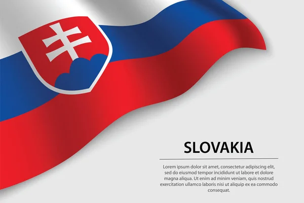 Zwaai Vlag Van Slowakije Witte Achtergrond Banner Lintvector Sjabloon Voor — Stockvector