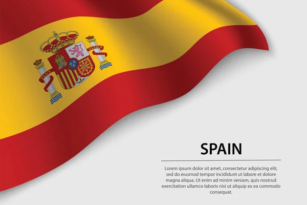 Bandera Ondulada España Sobre Fondo Blanco Plantilla Vector Banner Cinta — Archivo Imágenes Vectoriales