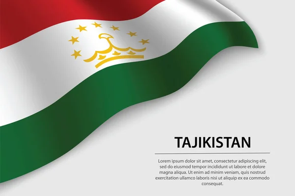 Bandiera Sventolata Del Tagikistan Sfondo Bianco Modello Banner Nastro Vettoriale — Vettoriale Stock