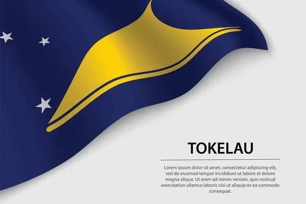Fala Flagi Tokelau Białym Tle Szablon Wektora Sztandaru Lub Wstążki — Wektor stockowy
