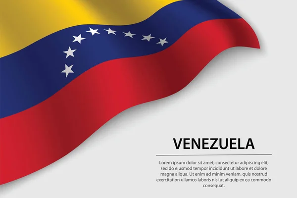 Vague Drapeau Venezuela Sur Fond Blanc Modèle Bannière Ruban Vectoriel — Image vectorielle