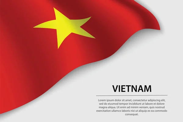 Bandera Ondulada Vietnam Sobre Fondo Blanco Plantilla Vector Banner Cinta — Vector de stock