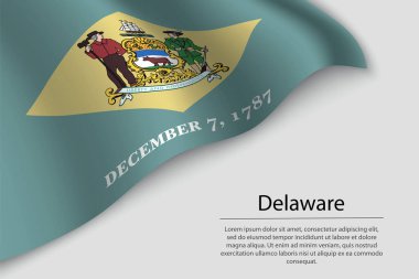 Delaware dalgası bayrağı ABD 'nin bir eyaletidir. Sancak veya kurdele vektör şablonu