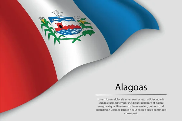 Drapeau Vague Alagoas Est État Brésil Modèle Bannière Ruban Vecteur — Image vectorielle