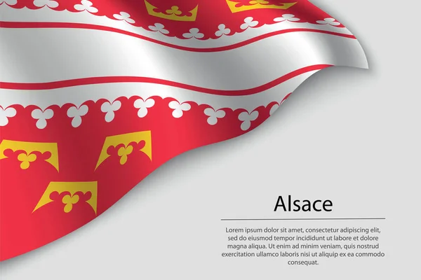 Bandera Alsacia Una Región Francia Plantilla Vector Banner Cinta — Vector de stock