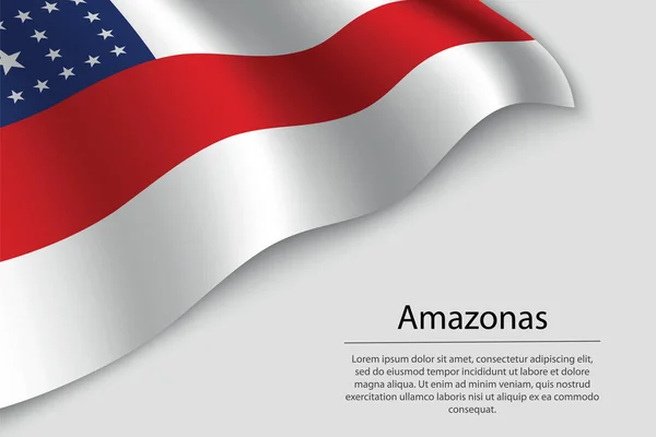 Wave Flag Amazonas Estado Brasil Plantilla Vector Banner Cinta — Archivo Imágenes Vectoriales