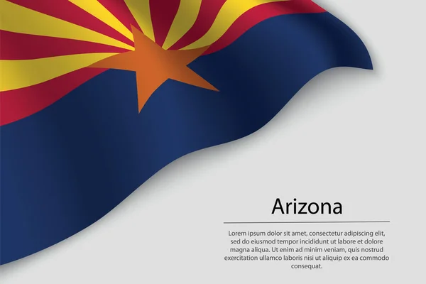 Wave Flag Arizona Estado Estados Unidos Plantilla Vector Banner Cinta — Archivo Imágenes Vectoriales