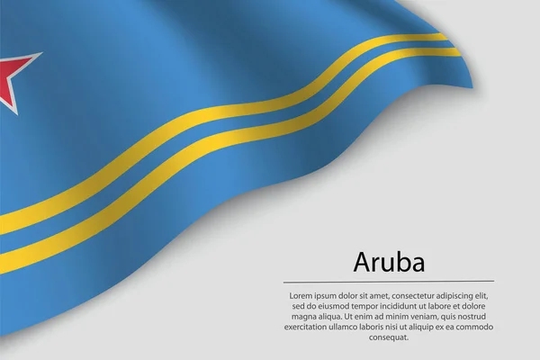 Wave Flag Aruba Uma Província Holanda Modelo Vetor Faixa Fita — Vetor de Stock