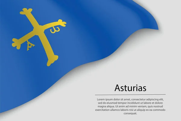 Die Flagge Asturiens Ist Eine Region Spaniens Banner Oder Bändchen — Stockvektor