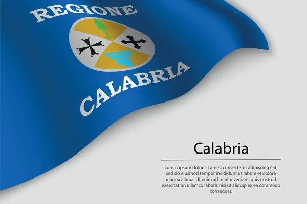 Wave Bandeira Calábria Uma Região Itália Modelo Vetor Faixa Fita — Vetor de Stock