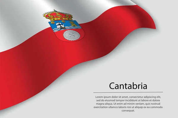 Bandera Cantabria Una Región España Plantilla Vector Banner Cinta — Vector de stock