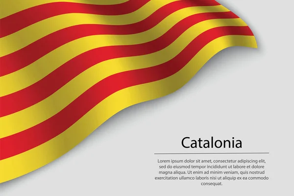 Bølge Flag Catalonien Region Spanien Skabelon Til Banner Eller Båndvektor – Stock-vektor