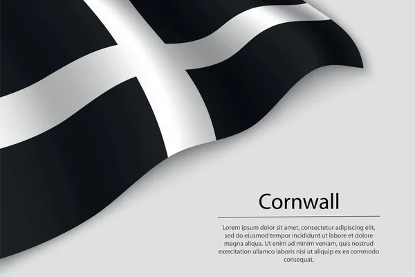 Wave Flag Cornwall County England Banner Ribbon Vector Template — Stock Vector