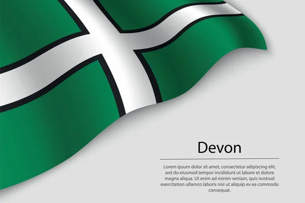 Devons Flagga Ett Grevskap England Mall För Banderoll Eller Bandvektor — Stock vektor