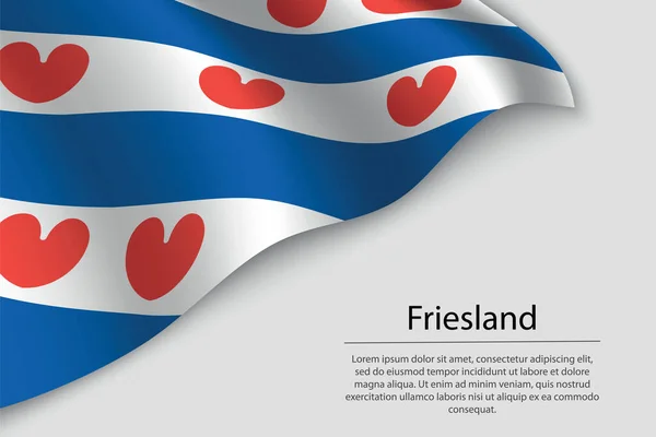 Wave Flagge Von Friesland Ist Eine Provinz Der Niederlande Banner — Stockvektor