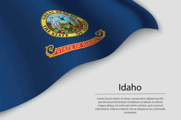 Wave Flag Idaho Estado Idaho Plantilla Vector Banner Cinta — Vector de stock