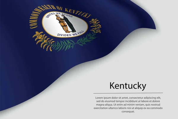 Wave Flag Kentucky Estado Estados Unidos Plantilla Vector Banner Cinta — Vector de stock