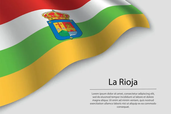 Хвильовий Прапор Ріоха Регіон Іспанії Граничний Або Стрічковий Вектор — стоковий вектор