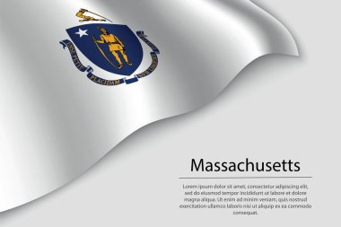 Massachusetts 'in dalga bayrağı ABD' nin bir eyaletidir. Sancak veya kurdele vektör şablonu