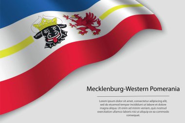 Mecklenburg-Vorpommern dalgalı bayrağı Almanya 'nın bir eyaletidir. Sancak veya kurdele vektör şablonu