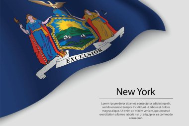 New York dalgası bayrağı Birleşik Devletler 'in bir eyaletidir. Sancak veya kurdele vektör şablonu