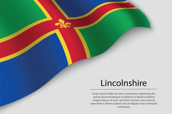 Wave Flag Lincolnshire County England Banner Ribbon Vector Template — Stock Vector