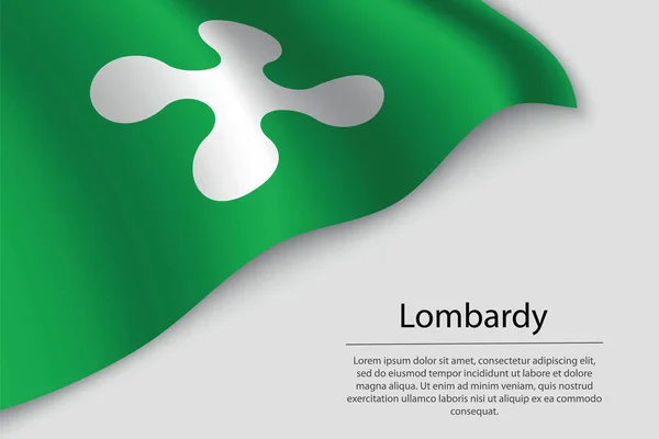 Drapeau Vague Lombardie Est Une Région Italie Modèle Bannière Ruban — Image vectorielle