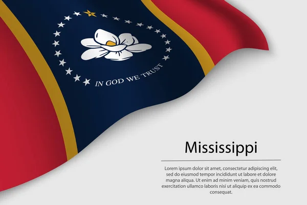 Bandiera Del Mississippi Uno Stato Degli Stati Uniti America Modello — Vettoriale Stock
